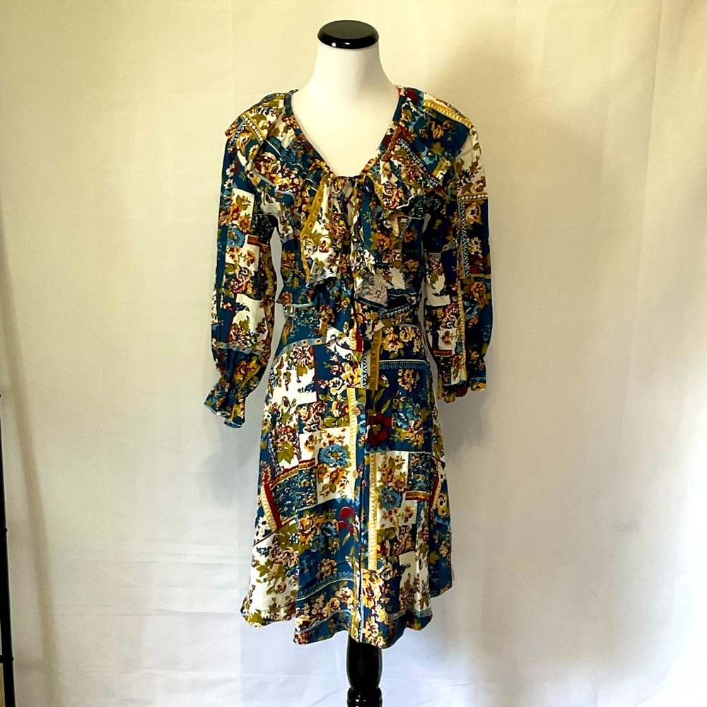 Enchante’ vintage 2 piece cottage core button front skirt and ruffle crop top